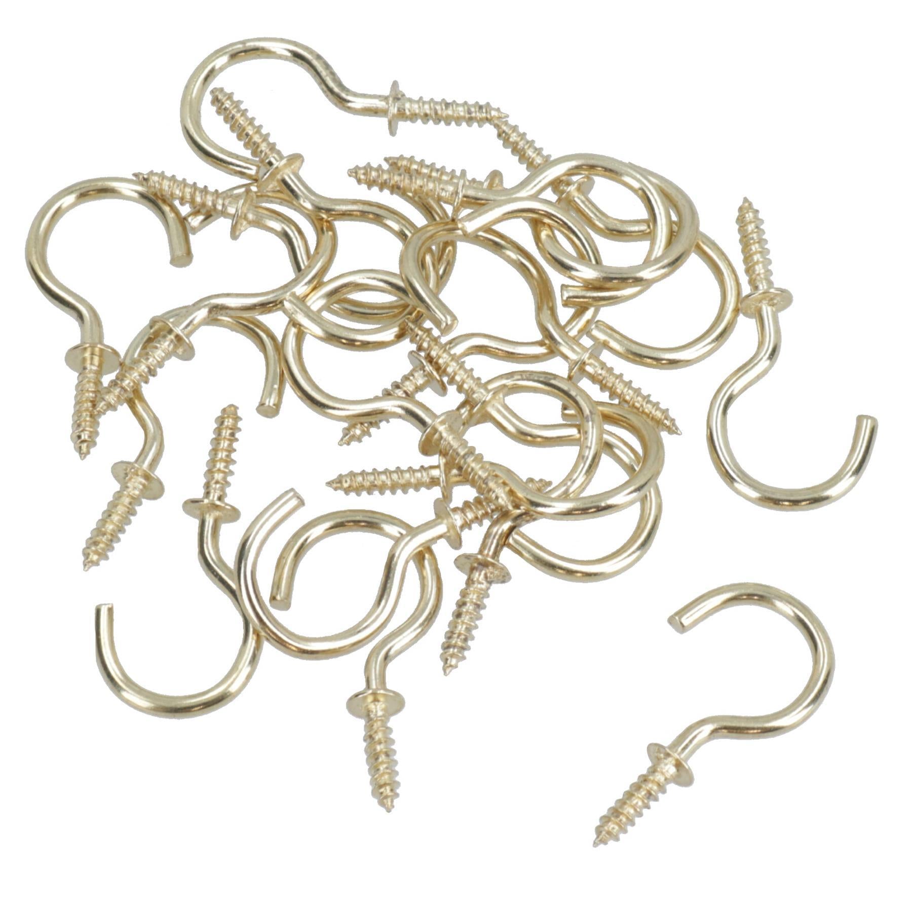 1 Inch / 25mm Cup Hook Screws Picture Curtain Hangers Fasteners Brass Coated