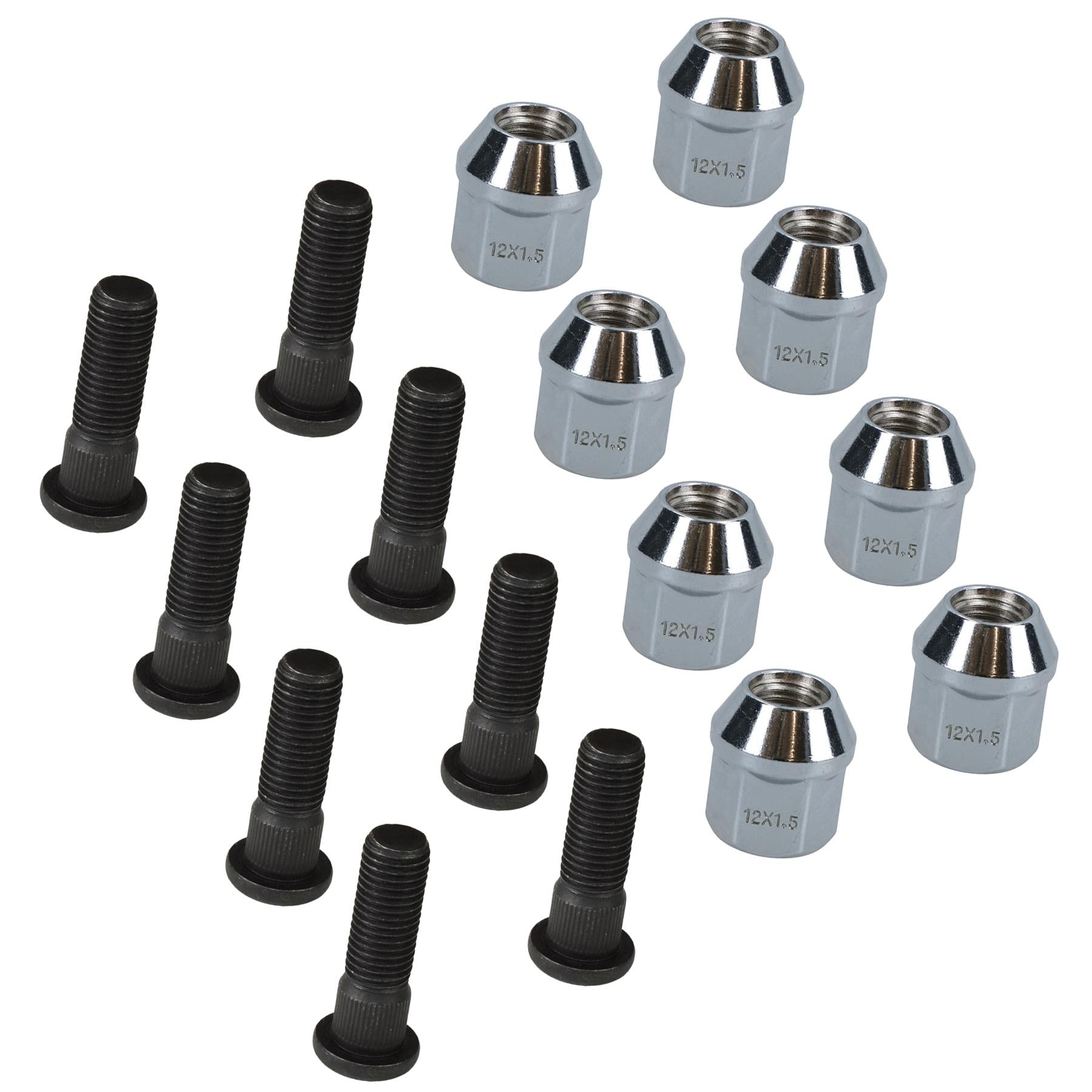 Pack of 8 M12 x 1.5 Wheel Studs And Nuts For 100mm PCD Trailer Hubs