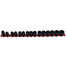 Metric Stubby 1/2" Drive Shallow Sockets With Hex Shank 10mm - 24mm 15pc Set