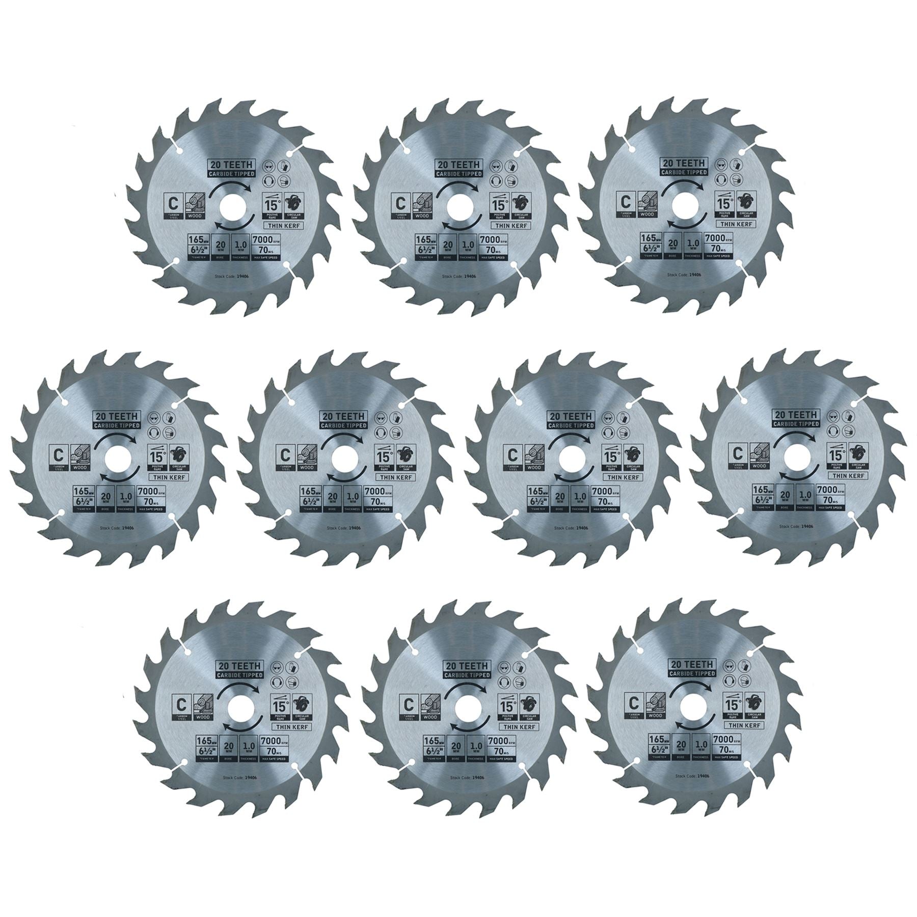 Circular Saw Blade 165mm x 16 / 20mm Mixed Teeth TCT Cutting Disc Wood