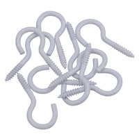 Screw Hook Fasteners Hangers White Plastic Finish 14mm Dia 40mm length