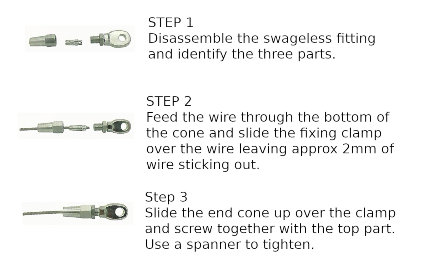 DIY Wire Rope Cable Fitting Swageless Rigging End Fitting Stainless Steel 316