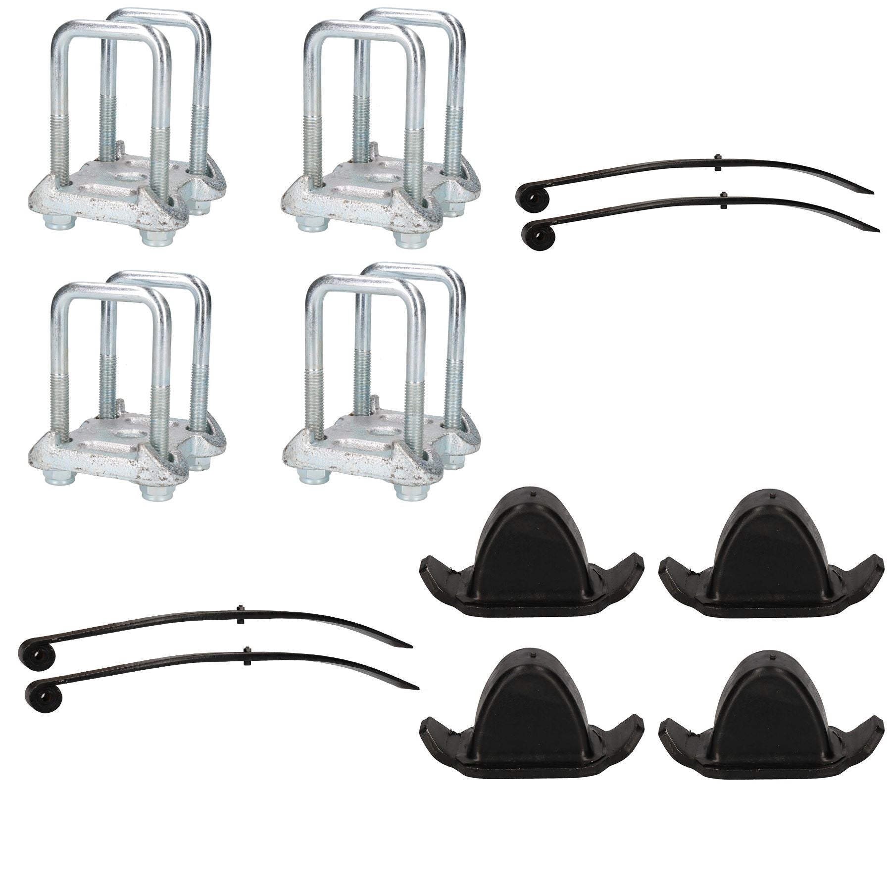 4 Single Parabolic Leaf Spring Bump Stop And U Bolts / Plates For Ifor ...