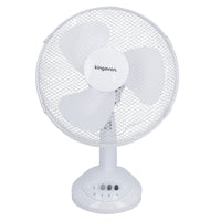 12” Oscillating Desk Fan Portable Tilting Head Cooling 3 Speed Silent UK Plug