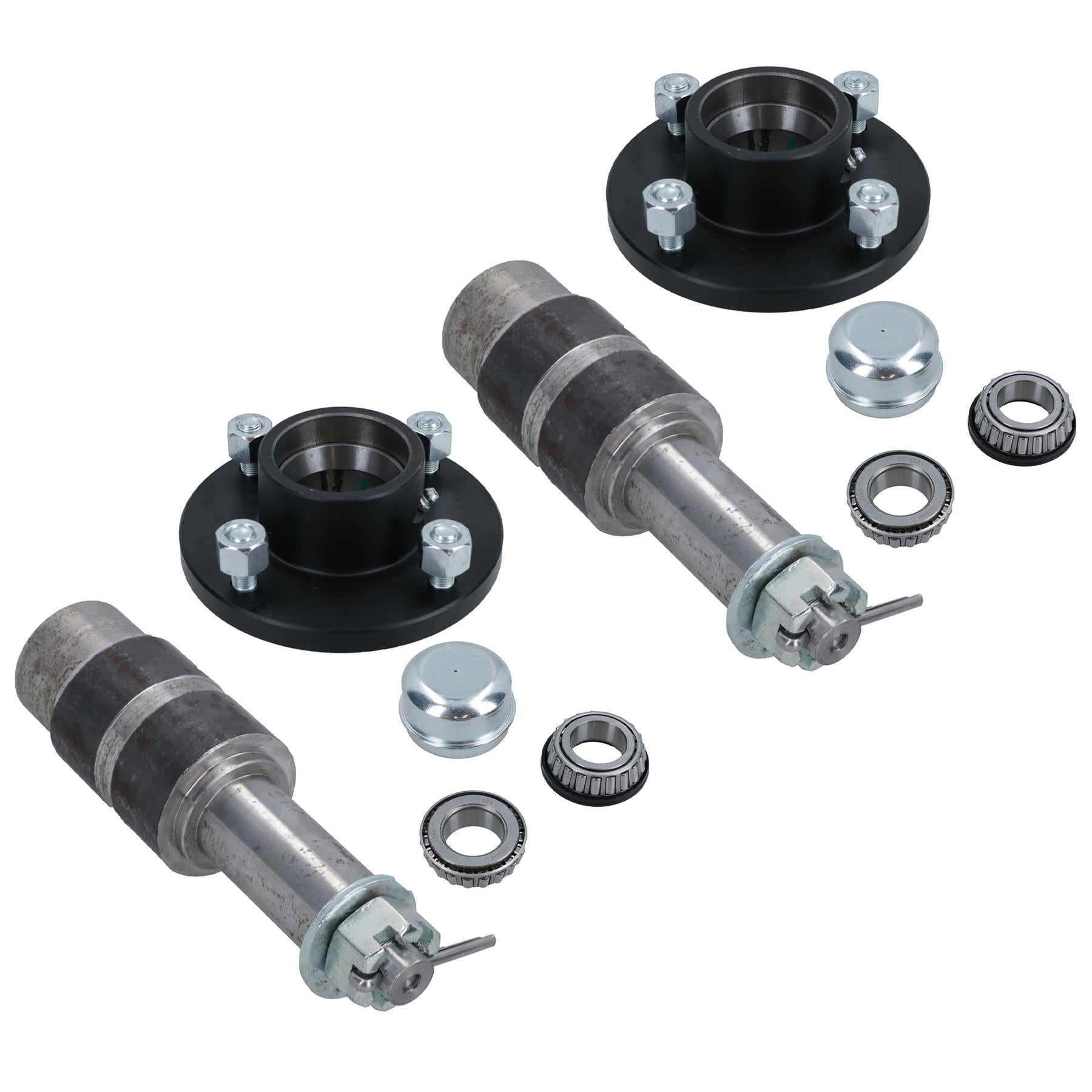 4 Inch PCD Trailer Wheel Hubs + Bearings With Weld On Extended Stub Axle