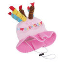 Pink Dog Plush Happy Birthday Candle Cake Hat Dog Novelty Hat Birthday Gift