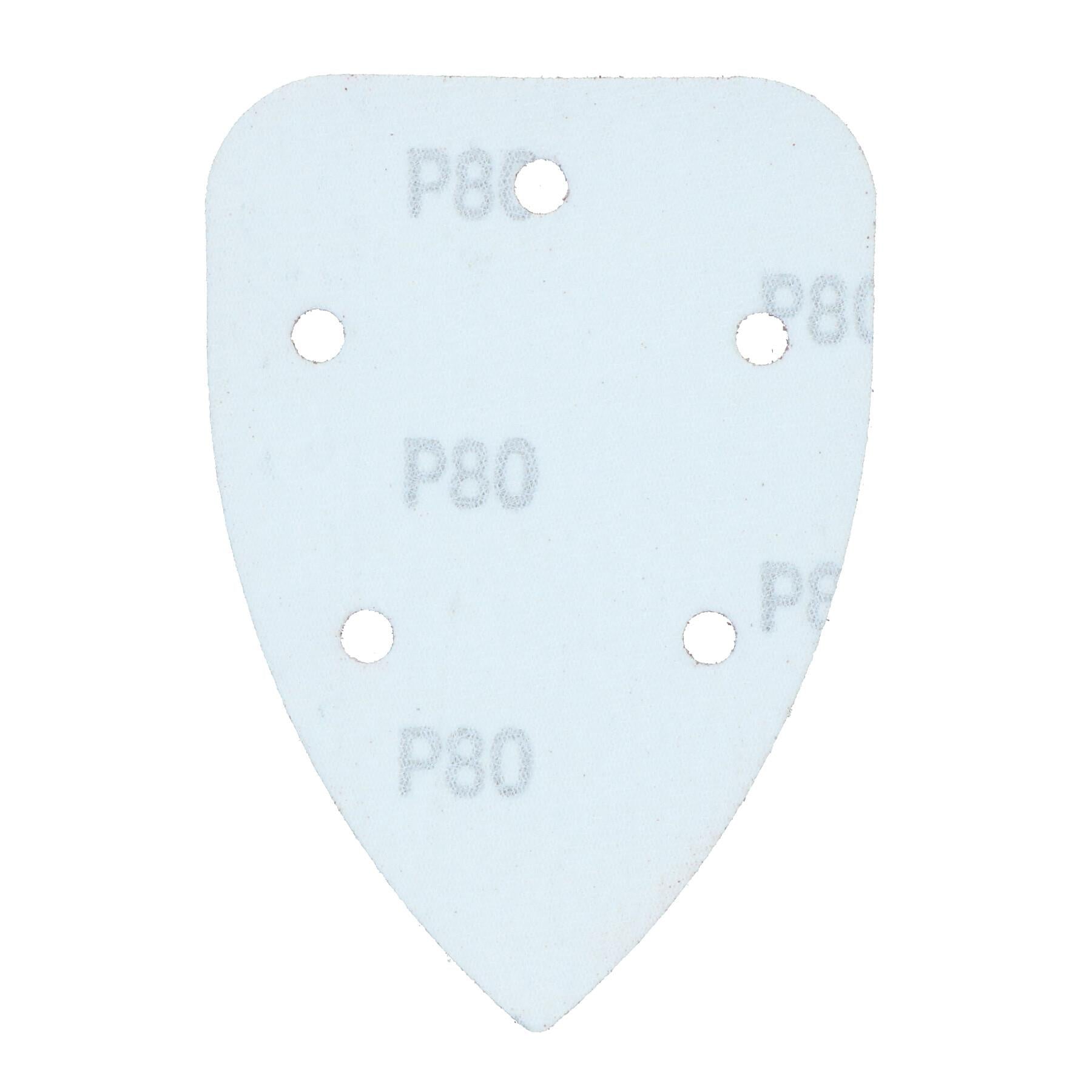 Hook And Loop Detail Sanding Pads Discs 140mm Triangular 80 Grit Medium 100pc