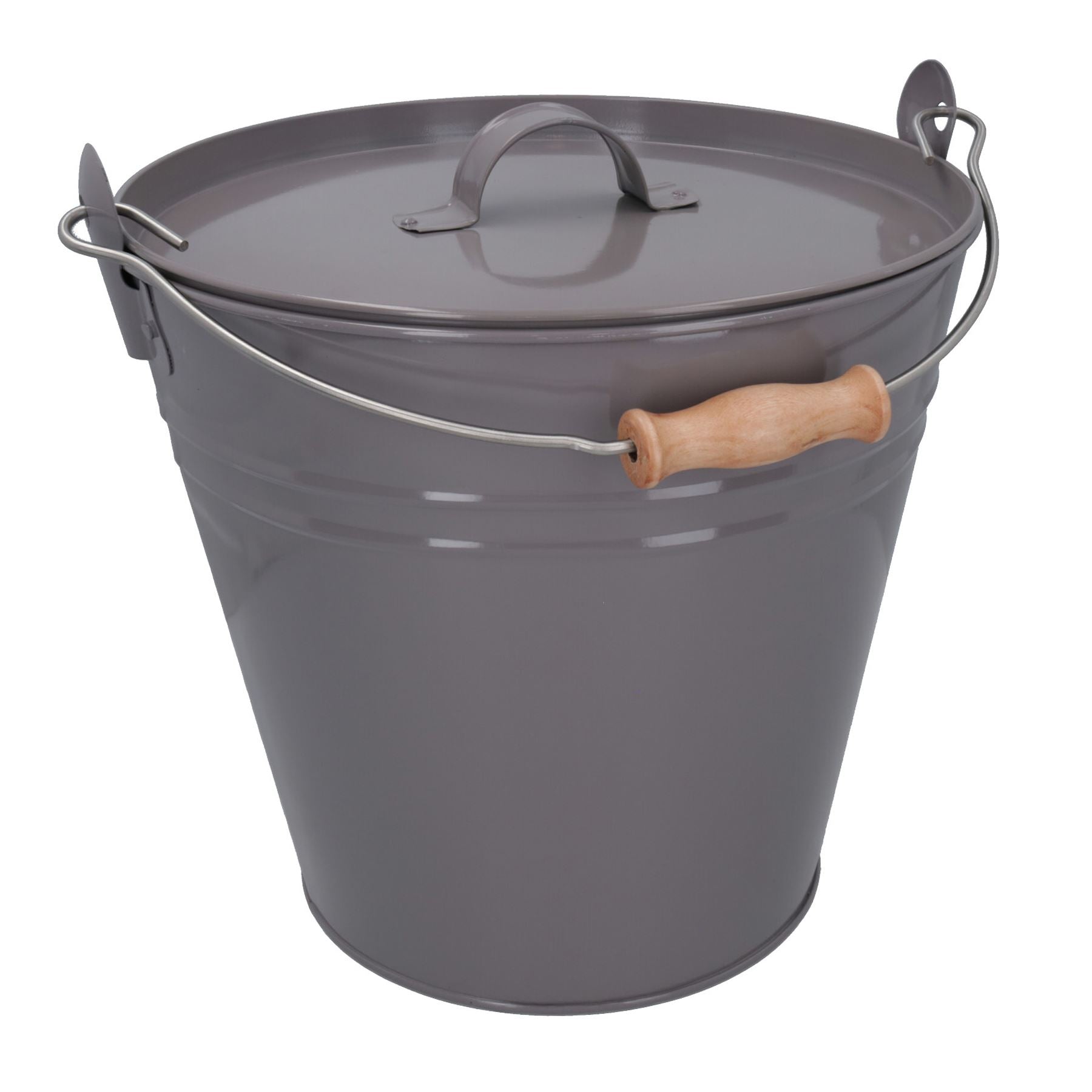 Coal Bucket & Lid Grey Metal Ash Tidy Bin Coal Carrier Fire Log Burner Kindling