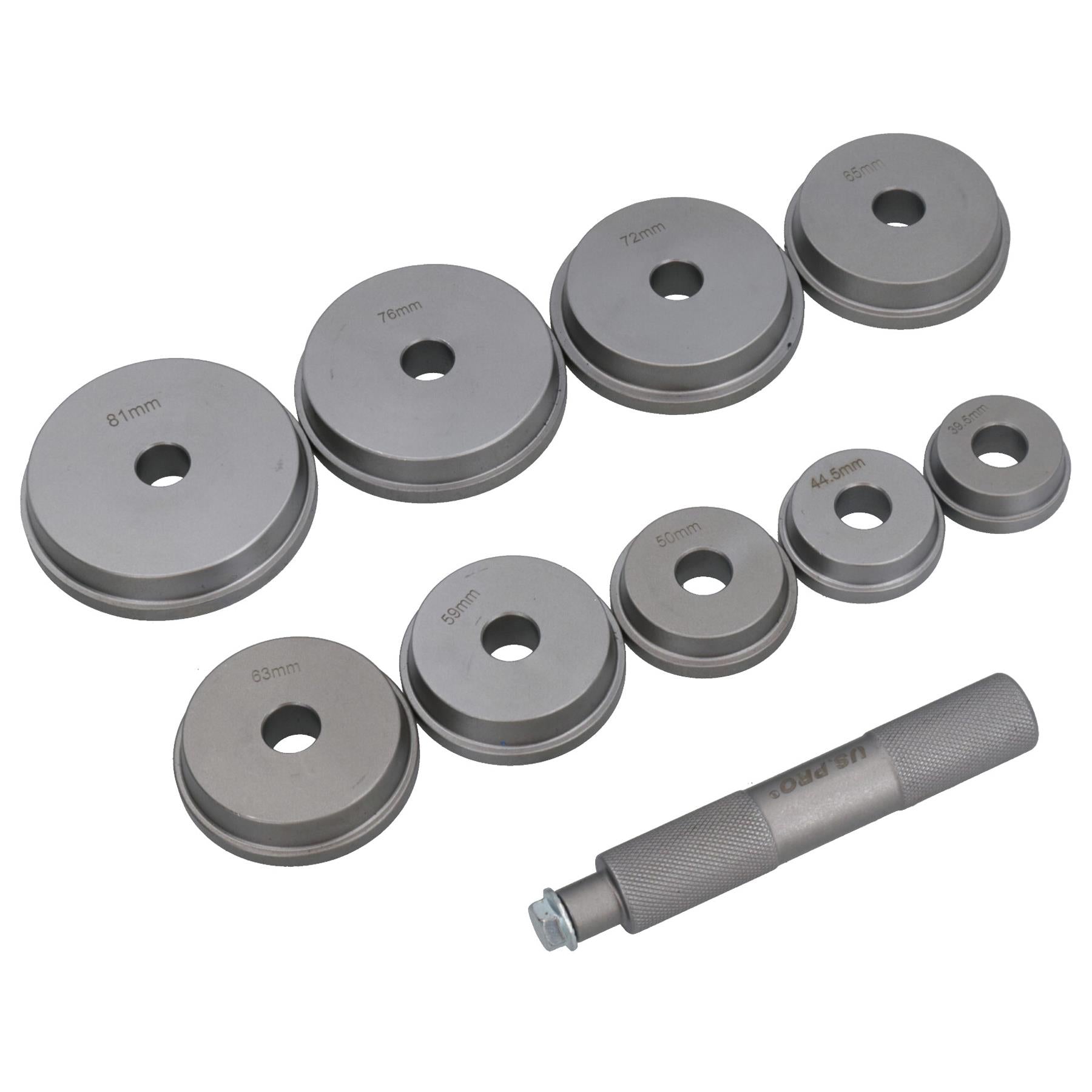 Bearing race and seal driver 10pc kit aluminium 40 - 81mm U S PRO