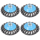 4" Twist Knot Bevel Wire Brush Rust Paint Removal for 4-1/2” Angle Grinders