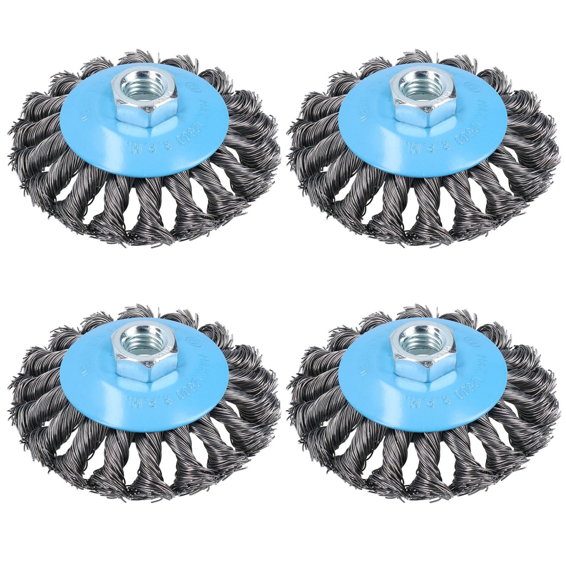 4" Twist Knot Bevel Wire Brush Rust Paint Removal for 4-1/2” Angle Grinders