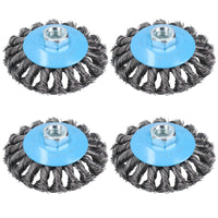 4" Twist Knot Bevel Wire Brush Rust Paint Removal for 4-1/2” Angle Grinders