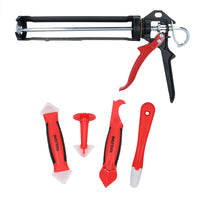 5pc Silicone Sealant Tool Set Scraper Spreader & Skelton Caulking Gun Mastic