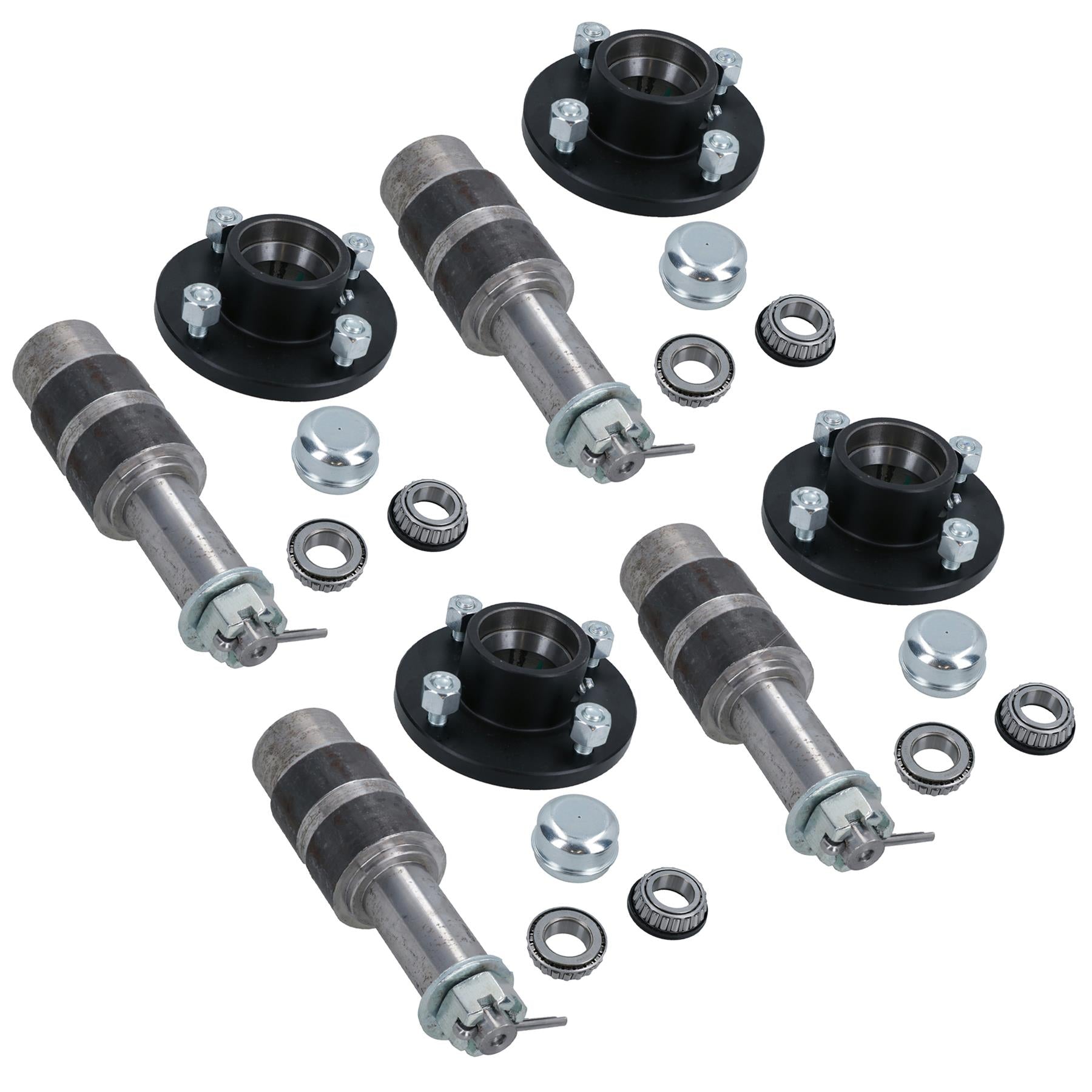 4 Inch PCD Trailer Wheel Hubs + Bearings With Weld On Extended Stub Axle