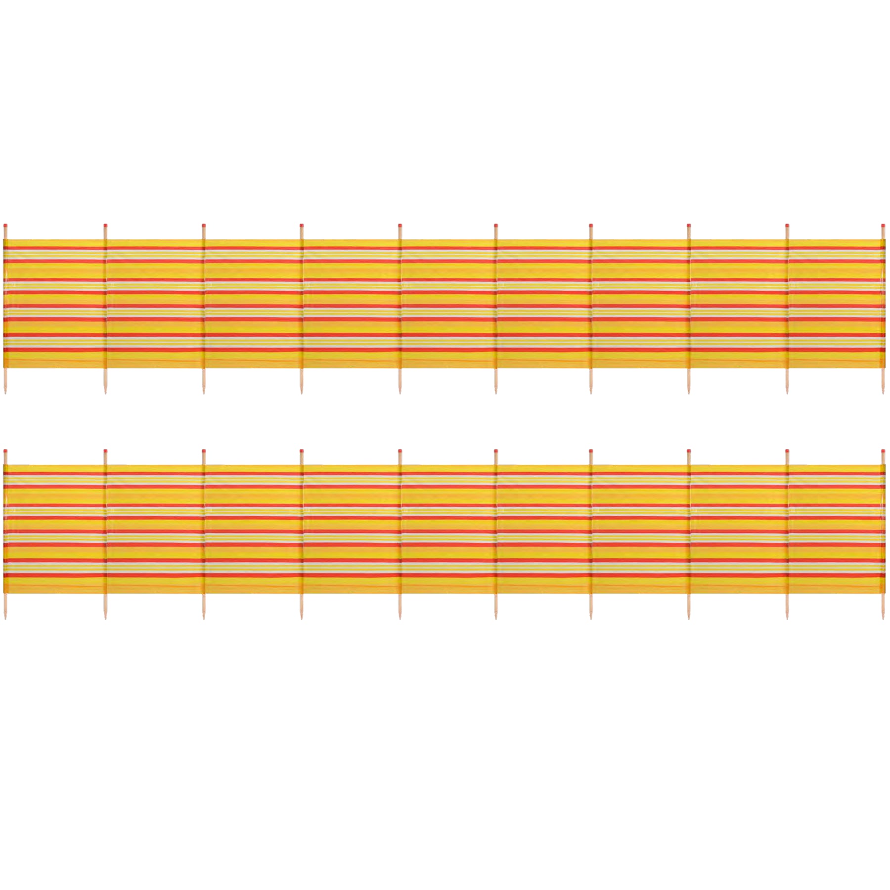 10 Pole Windbreak Beach Shelter 1.5m by 6.1m Screen Privacy Yellow Stripe