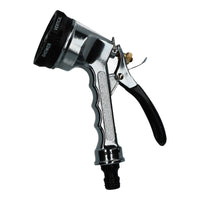 Metal Hose Pipe Watering Spray Gun Nozzle 6 Function Rubber Non-Slip Grip