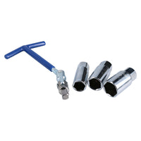 Spark Plug Socket Remover Installer Set Flexi T Bar + 16 18 21mm Sockets 4pc