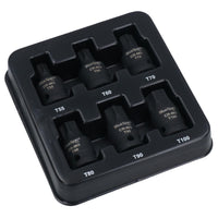 1/2in Drive Impact Impacted Male Torx Star Bit Sockets Stubby T55 – T100 6pc Set