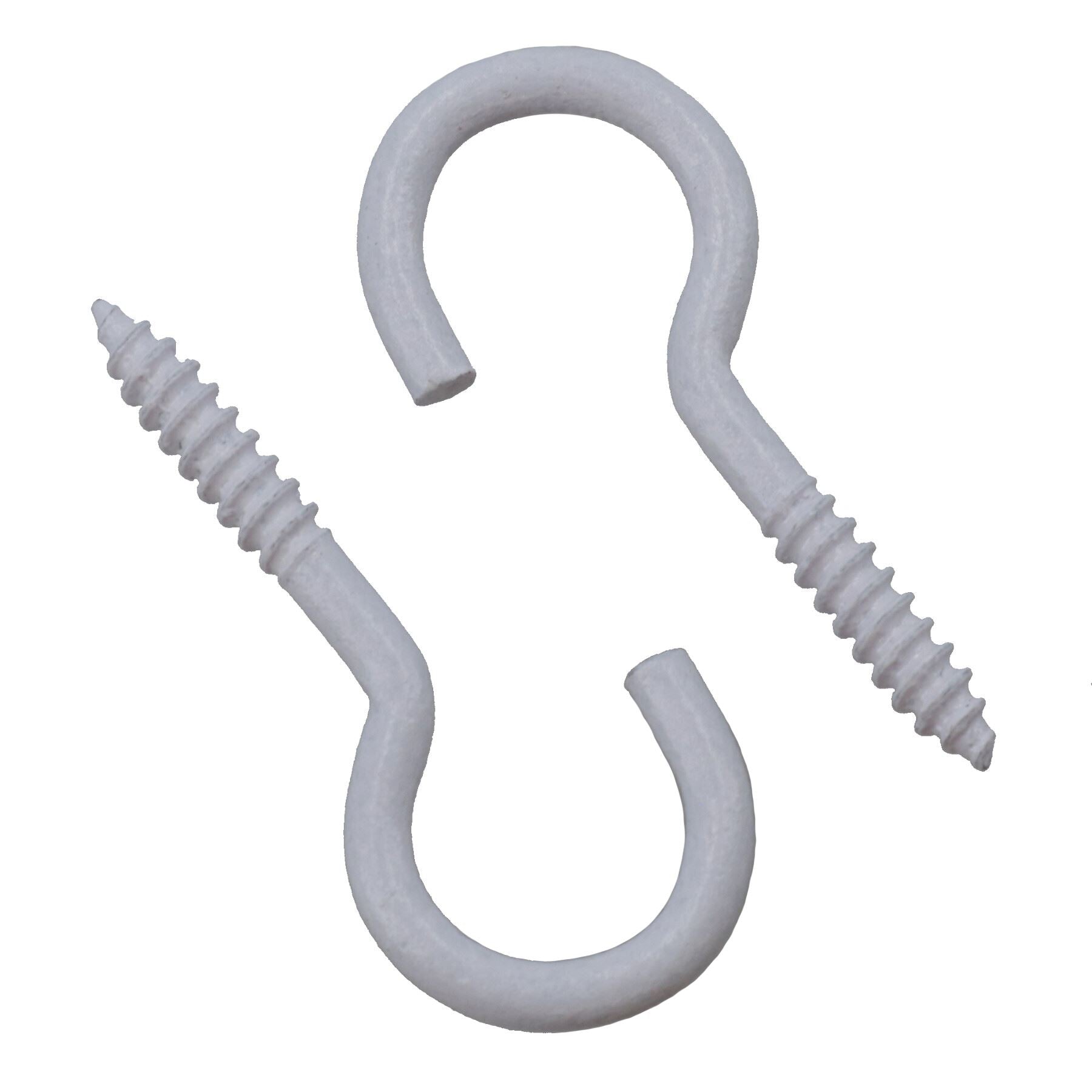 Screw Hook Fasteners Hangers White Plastic Finish 14mm Dia 40mm length
