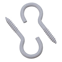 Screw Hook Fasteners Hangers White Plastic Finish 14mm Dia 40mm length