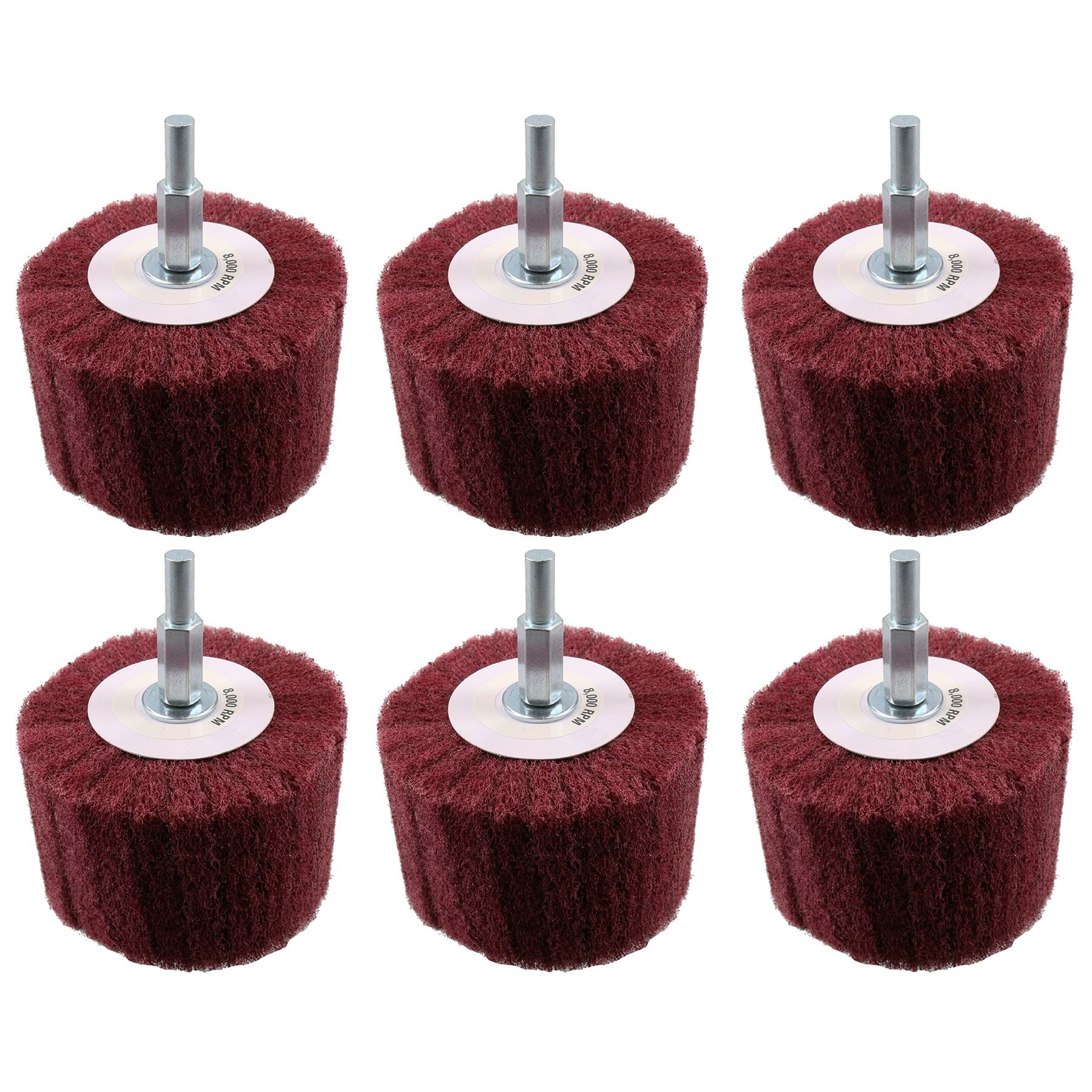 Cylinder Shaped Sanding Polishing Cleaning Mop 75mm Width 240 Grit 6mm Shank