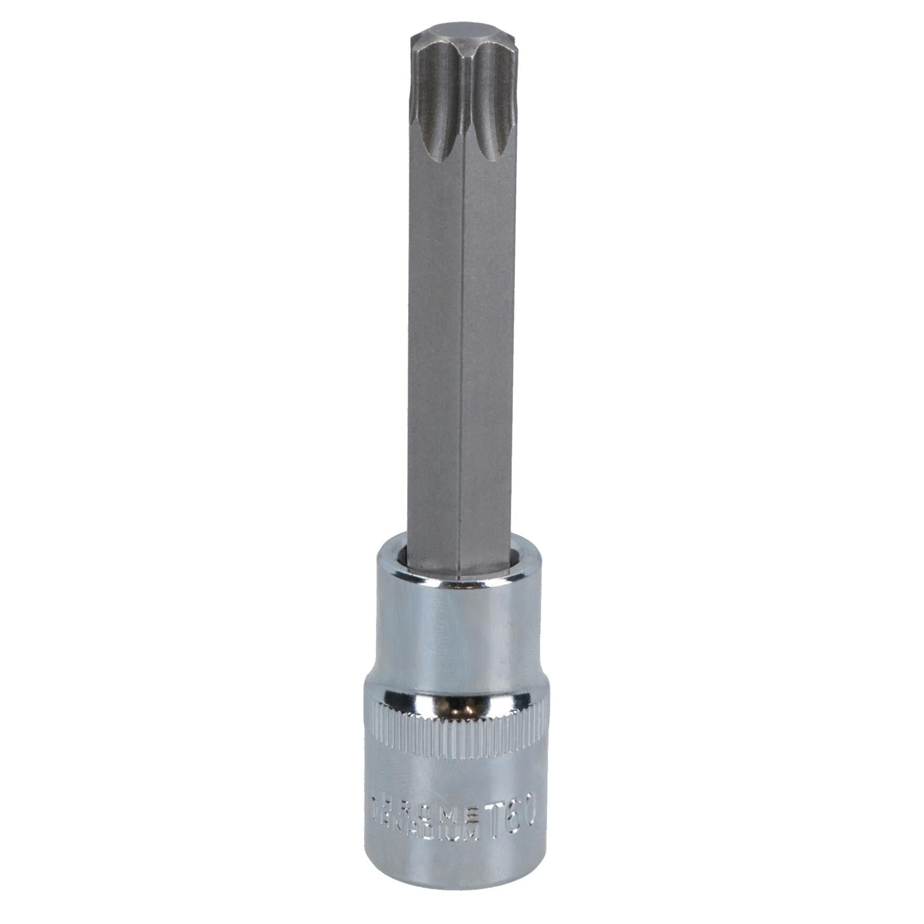 T60 x 100mm Male Extra Long Torx Bit Socket 1/2in Drive CRV S2 Steel