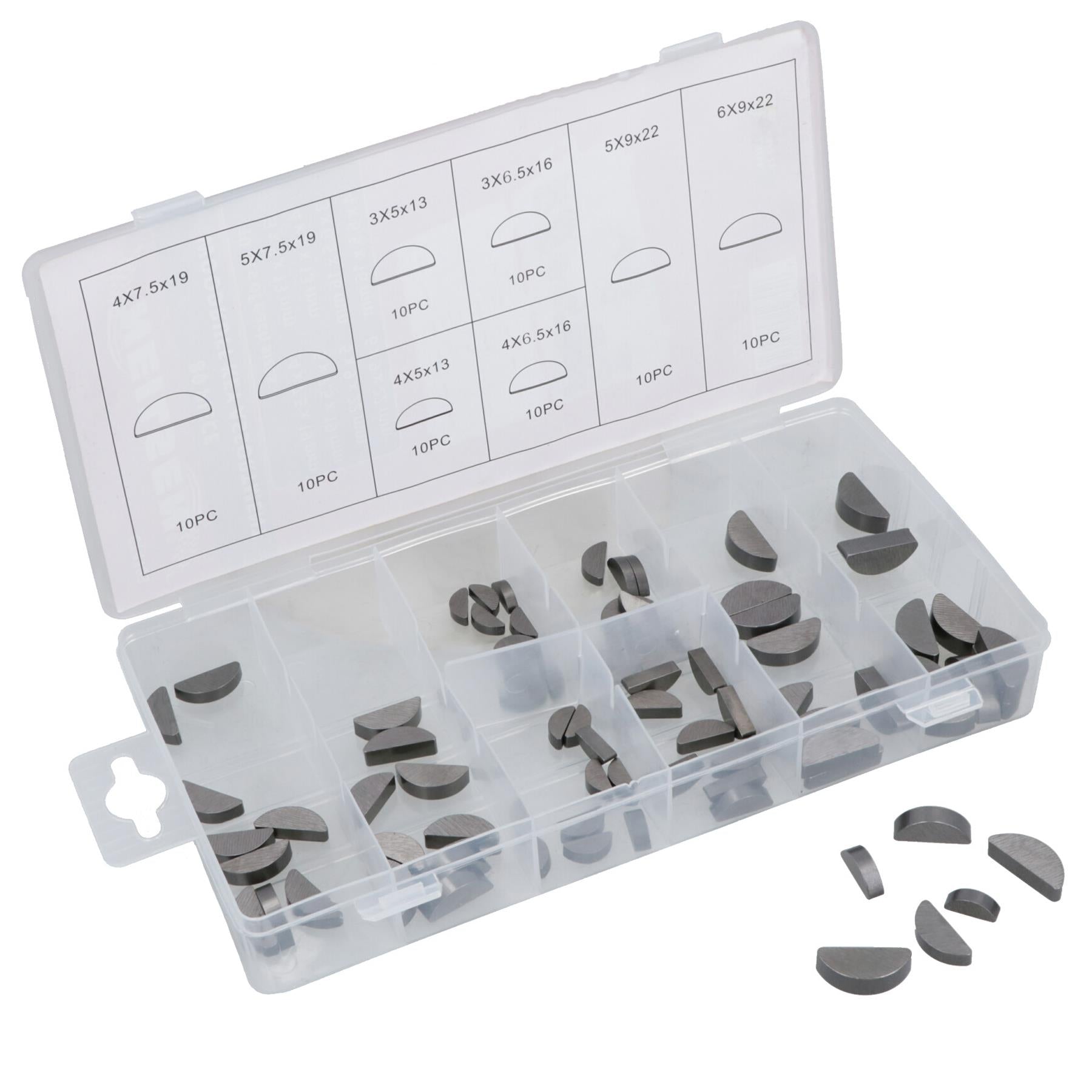 Metric Woodruff Drive Shaft Camshaft Crank Gearbox Half Moon Key Assortment 80pc