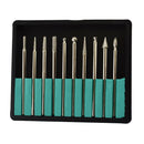 10pc diamond burr engraver engraving set rotary tool 150 grit 2.35mm shank TE631