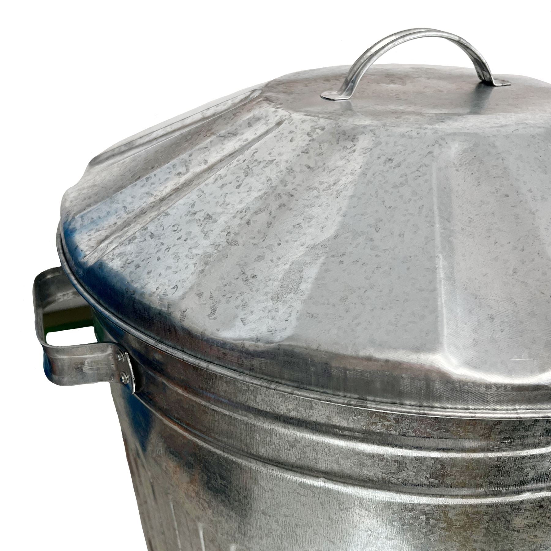 Large Metal Galvanised Bin with Lid + Handles Waste and Animal Feed Storage